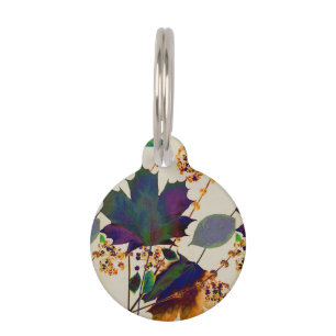Autumn Leaves Royal Colours Round Pet Tag