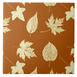 Autumn leaves - rust brown and cream tile