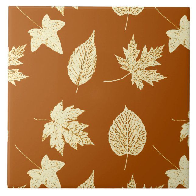 Autumn leaves - rust brown and cream tile (Front)