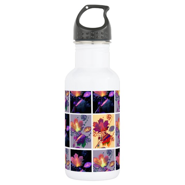 Autumn Leaves Rustic Patchwork Quilt Collage 532 Ml Water Bottle (Front)
