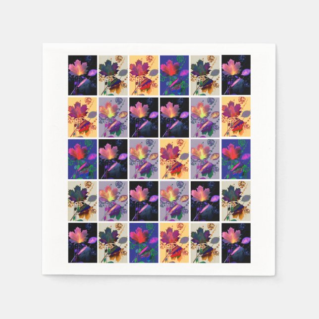 Autumn Leaves Rustic Patchwork Quilt Collage Napkin (Front)