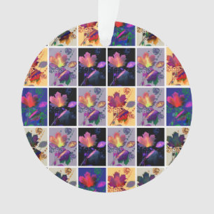 Autumn Leaves Rustic Patchwork Quilt Collage Ornament