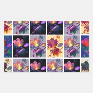 Autumn Leaves Rustic Patchwork Quilt Collage Rectangular Sticker