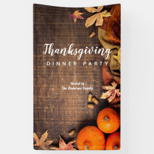 Autumn Leaves Rustic Pumpkin Thanksgiving Dinner Banner