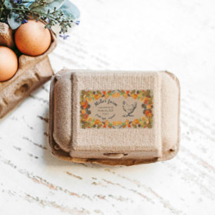 Autumn leaves rustic script Egg Carton Label