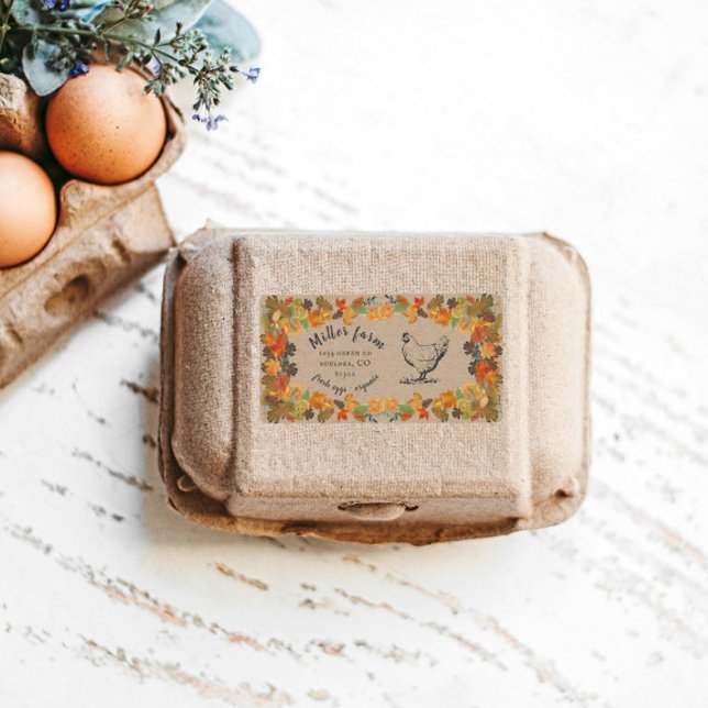 Autumn Leaves Rustic Script Egg Carton Label (Creator Uploaded)