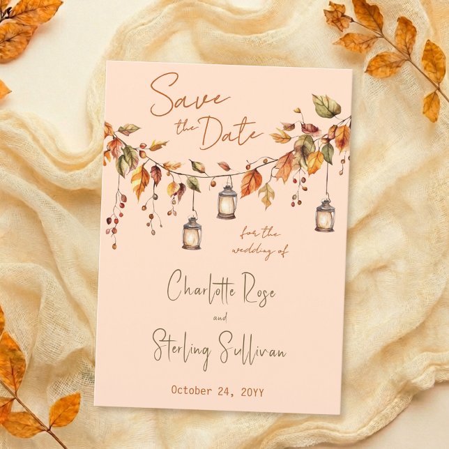 Autumn Leaves Rustic Watercolor Elegant Wedding Save The Date (Creator Uploaded)