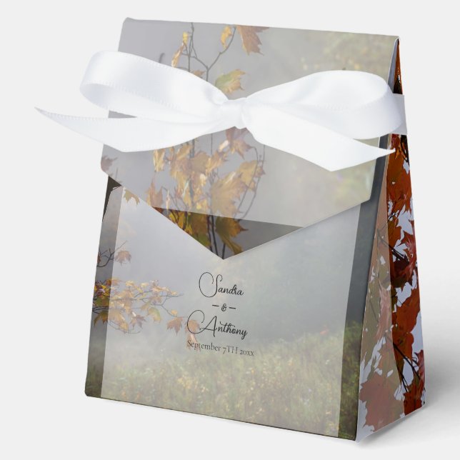 Autumn Leaves Rustic Wedding Favour Boxes (Front)