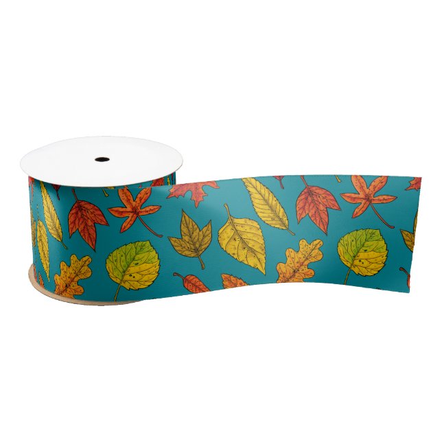 Autumn leaves satin ribbon (Spool)