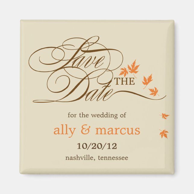 Autumn Leaves Save The Date Magnet (Front)