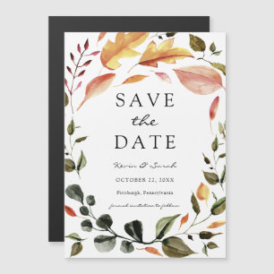 Autumn Leaves Save the Date Magnetic Invitation