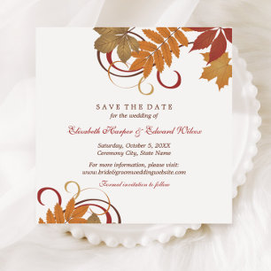 Autumn Leaves Scrollwork Fall Wedding Save The Date