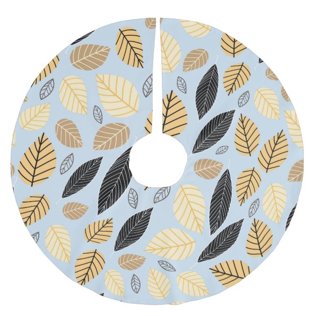 Autumn Leaves: Seamless Blue Background Brushed Polyester Tree Skirt (Front)