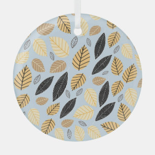 Autumn Leaves: Seamless Blue Background Glass Tree Decoration