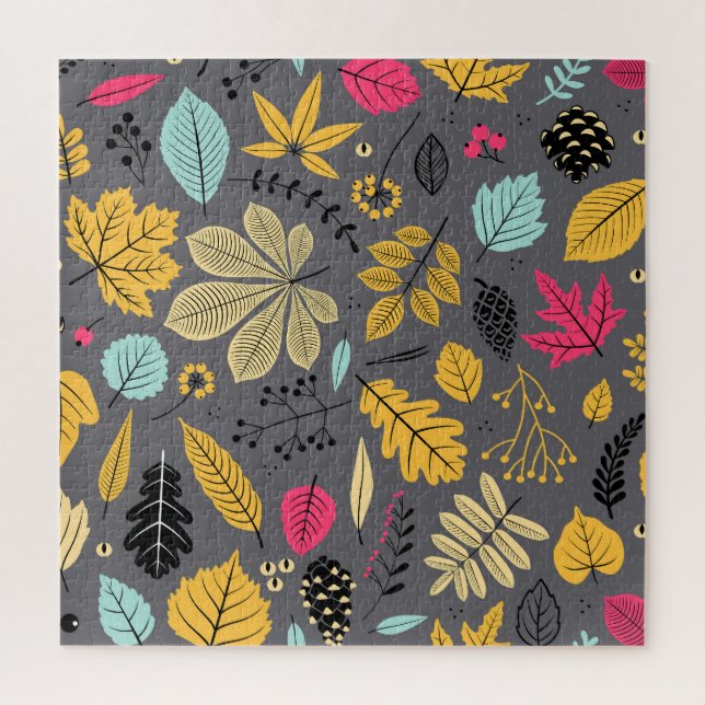 Autumn Leaves: Seamless Dark Pattern Jigsaw Puzzle (Vertical)