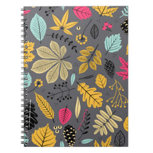 Autumn Leaves: Seamless Dark Pattern Notebook