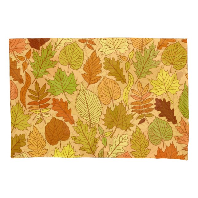 Autumn leaves: seamless fabric print pillowcase (Front)