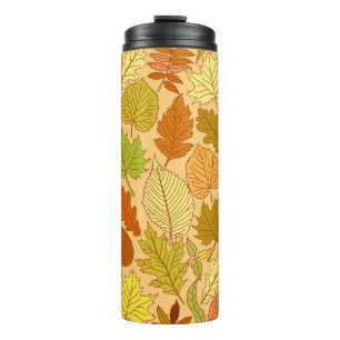 Autumn leaves: seamless fabric print thermal tumbler