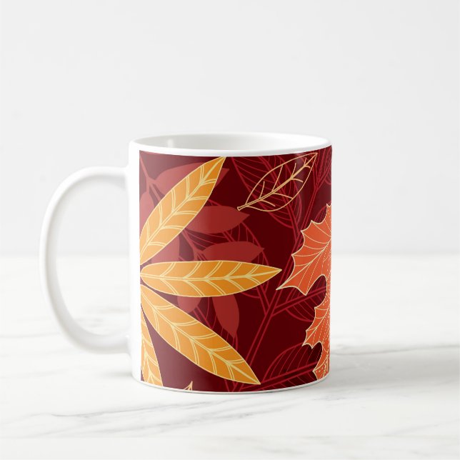 Autumn Leaves: Seamless Nature Pattern Coffee Mug (Left)
