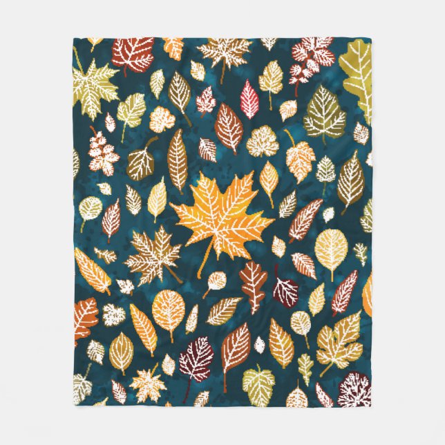Autumn leaves seamless pattern background vintage fleece blanket (Front)