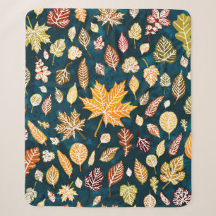 Autumn leaves seamless pattern background vintage sherpa blanket