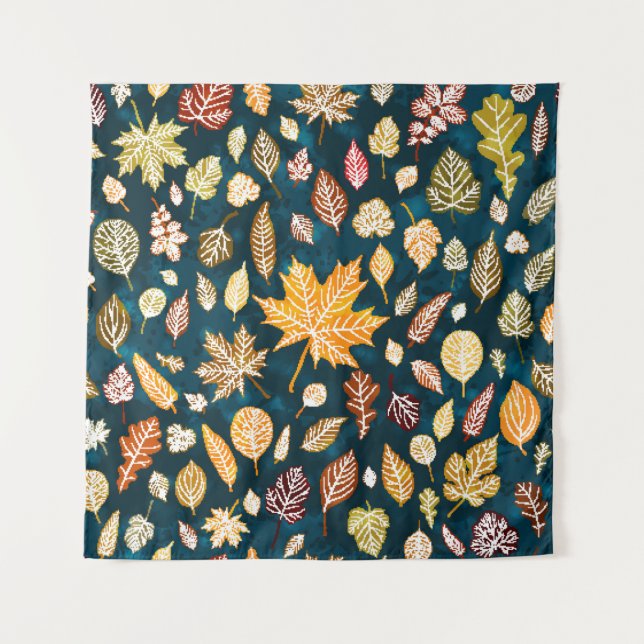 Autumn leaves seamless pattern background vintage tapestry (Front)