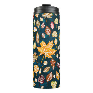 Autumn leaves seamless pattern background vintage thermal tumbler