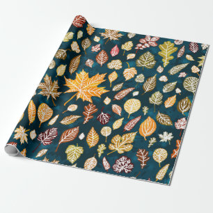 Autumn leaves seamless pattern background vintage wrapping paper