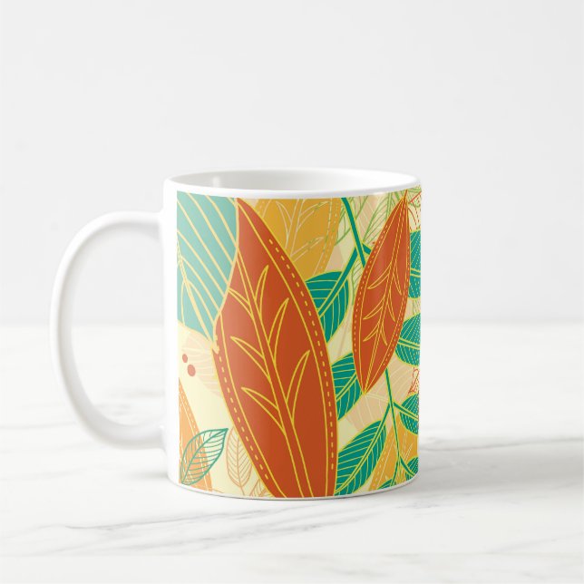 Autumn Leaves Seamless Pattern Coffee Mug (Left)