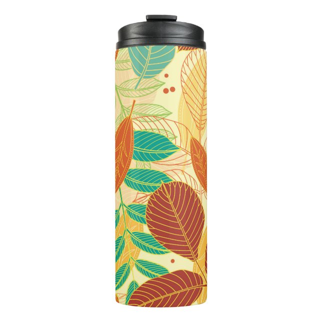 Autumn Leaves Seamless Pattern Thermal Tumbler (Front)