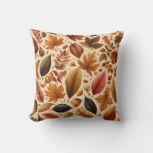Autumn Leaves Seamless Pattern Throw Pillow