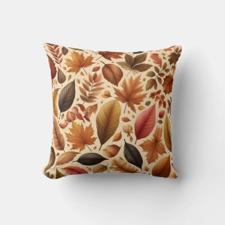 Autumn Leaves Seamless Pattern Throw Pillow