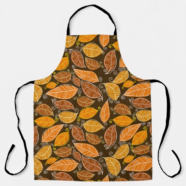 Autumn leaves seamless pattern, vintage background apron (Front)