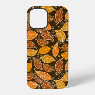 Autumn leaves seamless pattern, vintage background iPhone 12 case