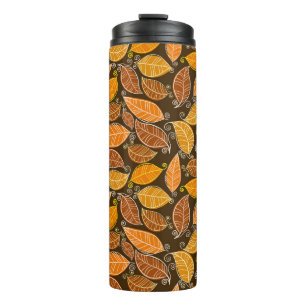 Autumn leaves seamless pattern, vintage background thermal tumbler