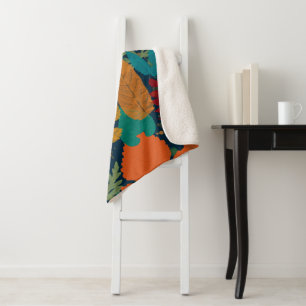 Autumn leaves sherpa blanket