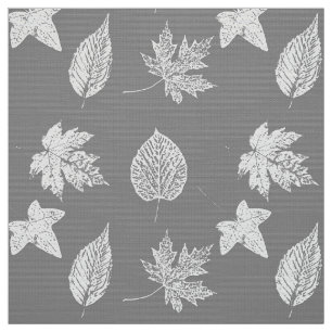 Autumn leaves - silver grey and white fabric