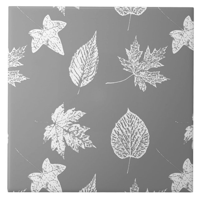 Autumn leaves - silver grey and white tile (Front)
