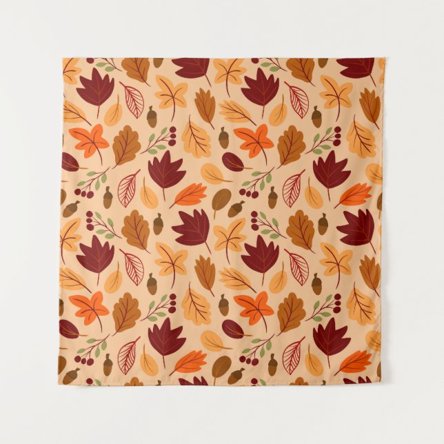 Autumn leaves, simple childish seamless pattern. tapestry (Front)
