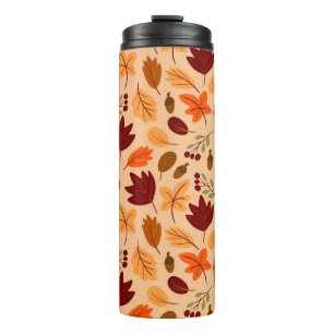 Autumn leaves, simple childish seamless pattern. thermal tumbler