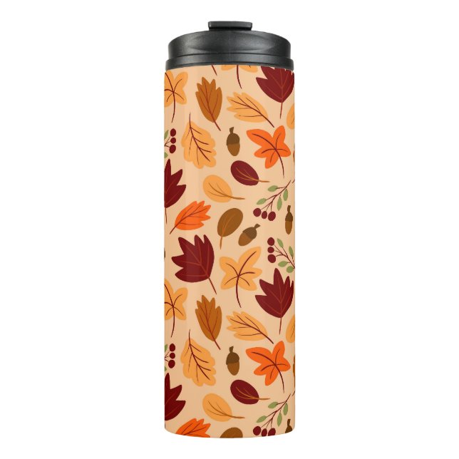 Autumn leaves, simple childish seamless pattern. thermal tumbler (Front)