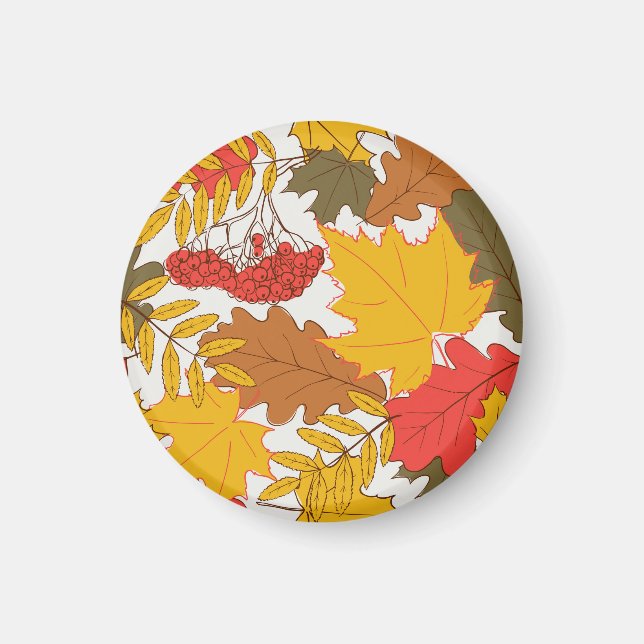 Autumn leaves, simple seamless pattern magnet (Front)