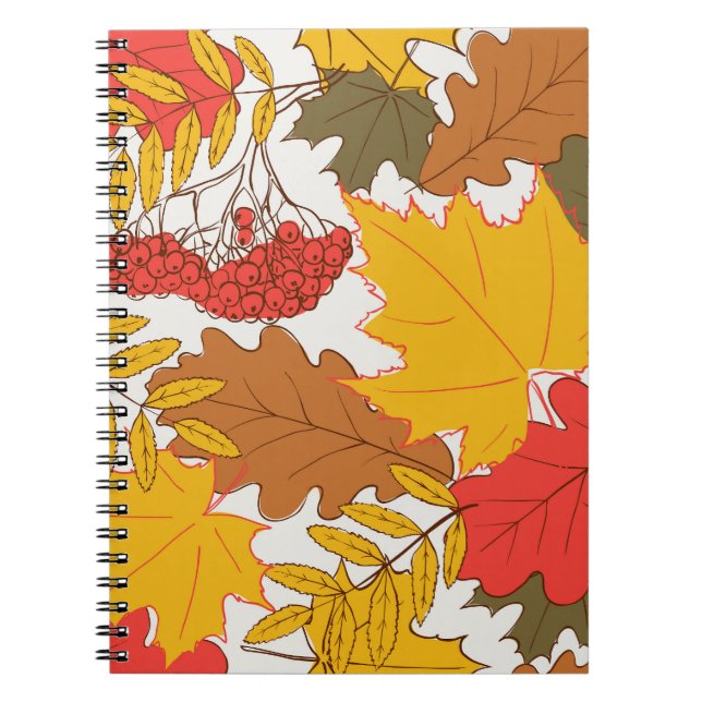 Autumn leaves, simple seamless pattern notebook (Front)