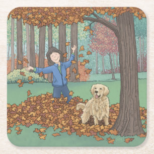 Autumn Leaves Square Paper Coaster