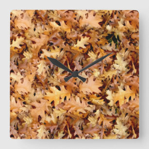 AUTUMN LEAVES SQUARE WALL CLOCK