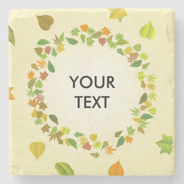 Autumn leaves stone coaster (Front)