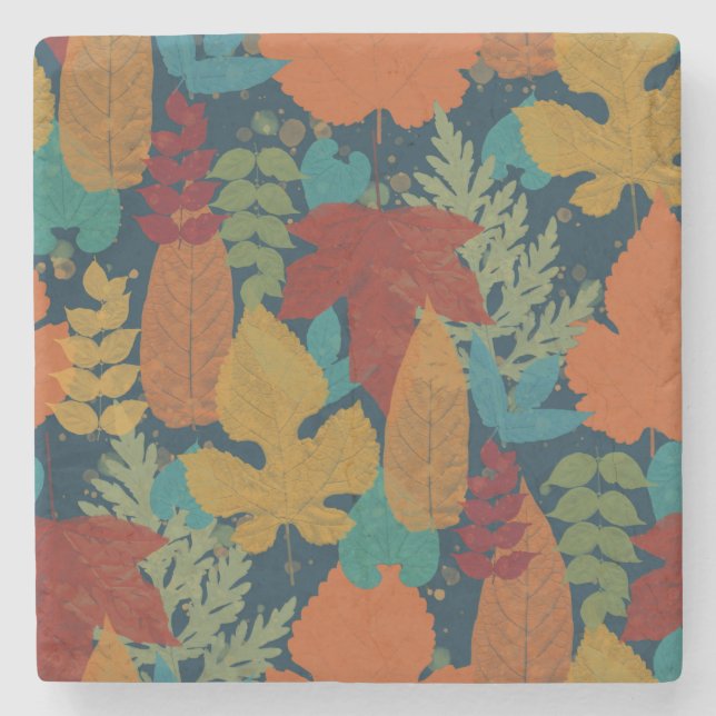 Autumn leaves stone coaster (Front)