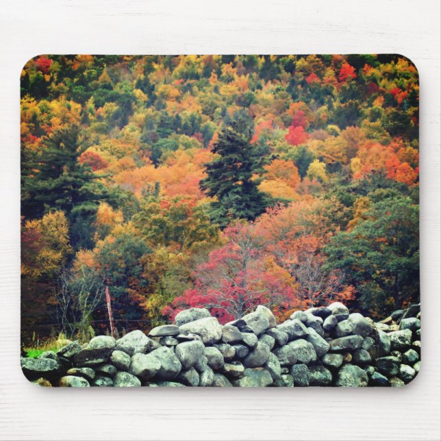 Autumn Leaves Stone Wall  Mouse Pad (Front)