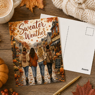 Autumn Leaves Sweater Weather Fall Vibes Postcard