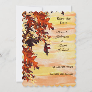 Autumn Leaves Swirl Colour Save the Date Flat Card